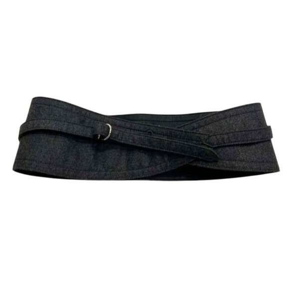 Vintage Yves Saint Laurent Leather Wrap Belt in Grey main image 6